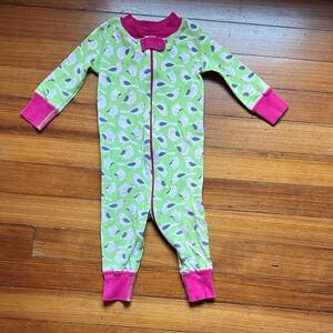 Hanna Andersson | Pink and Green Bird One Piece Pajamas 6-9 mo
